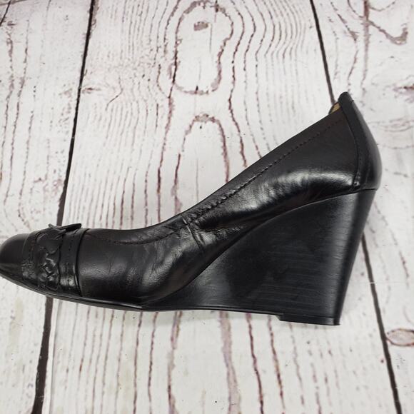 Lucky Brand  Women's Black Leather Wedge Pump Shoes Size 9.5M - Picture 14 of 16